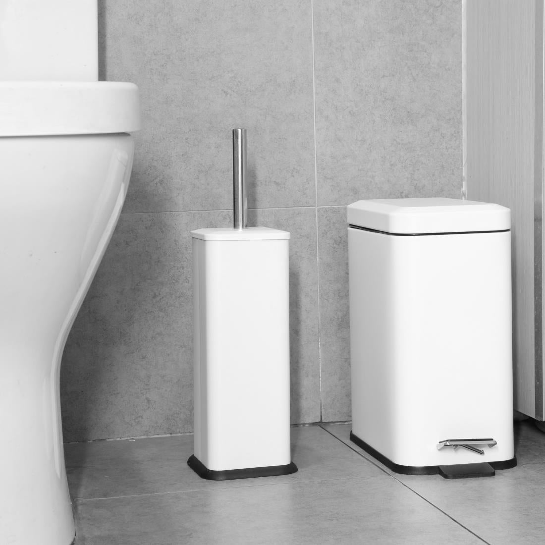HT477 Jantex Vierkante Toiletborstel En Houder - Wit