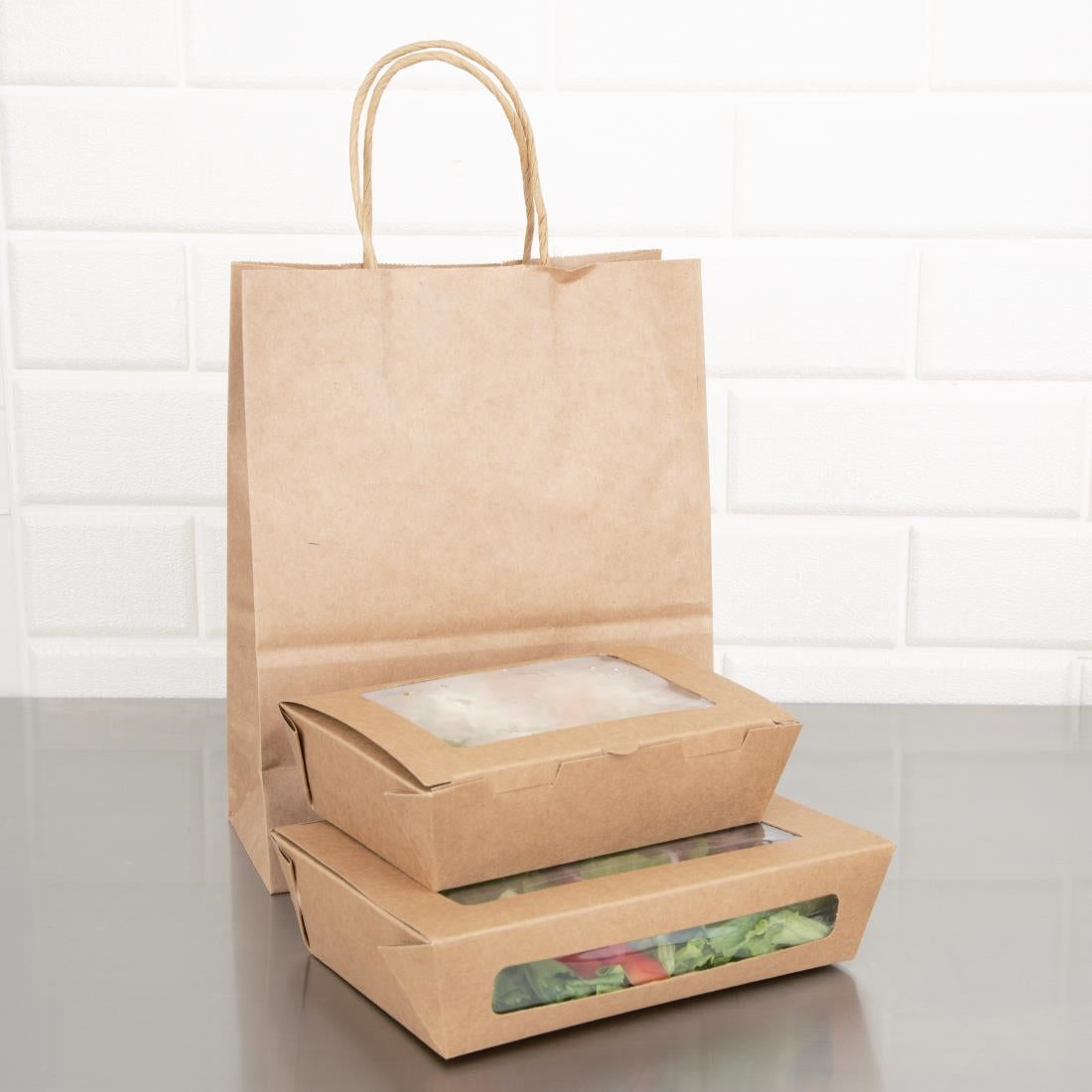 FB677 Fiesta Compostable composteerbare saladebakken met PLA vensters 1200ml (200 stuks)