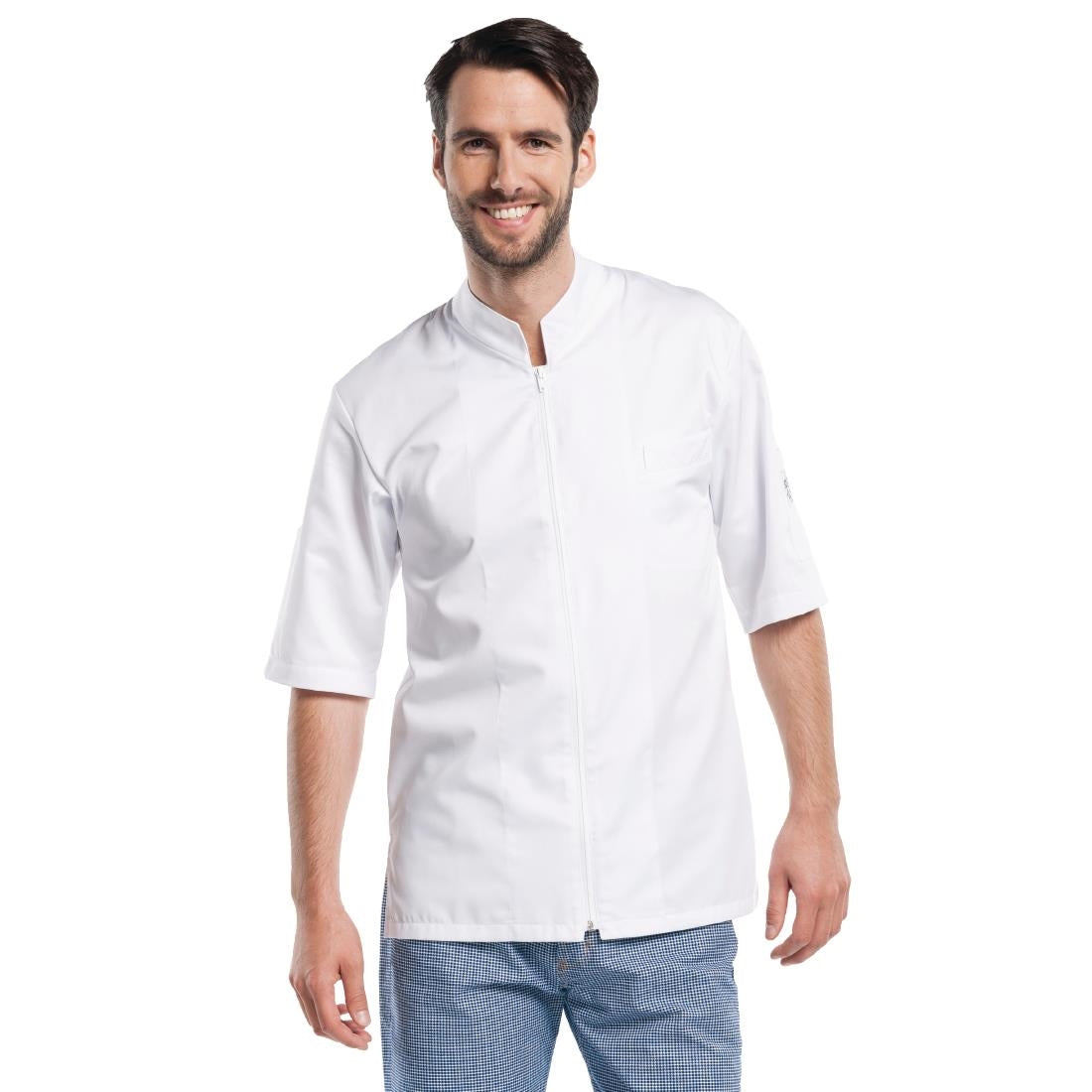 B502-XS Chaud Devant Monza koksbuis korte mouw wit XS