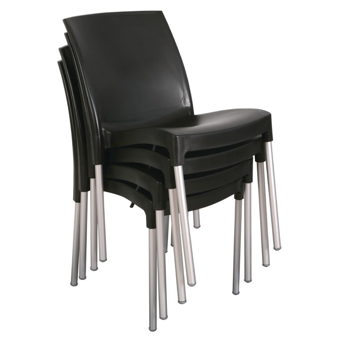 GJ976 Stapelbare bistro zijstoelen zwart (4 stuks)