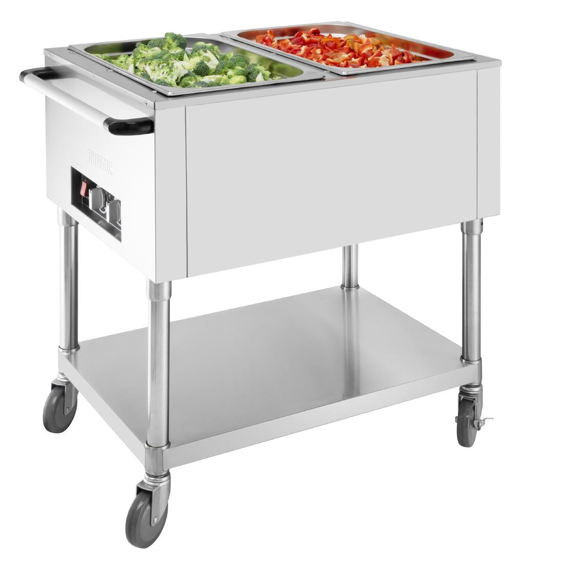 JB983 Buffalo Mobiele bain marie wagen 2x 1/1GN