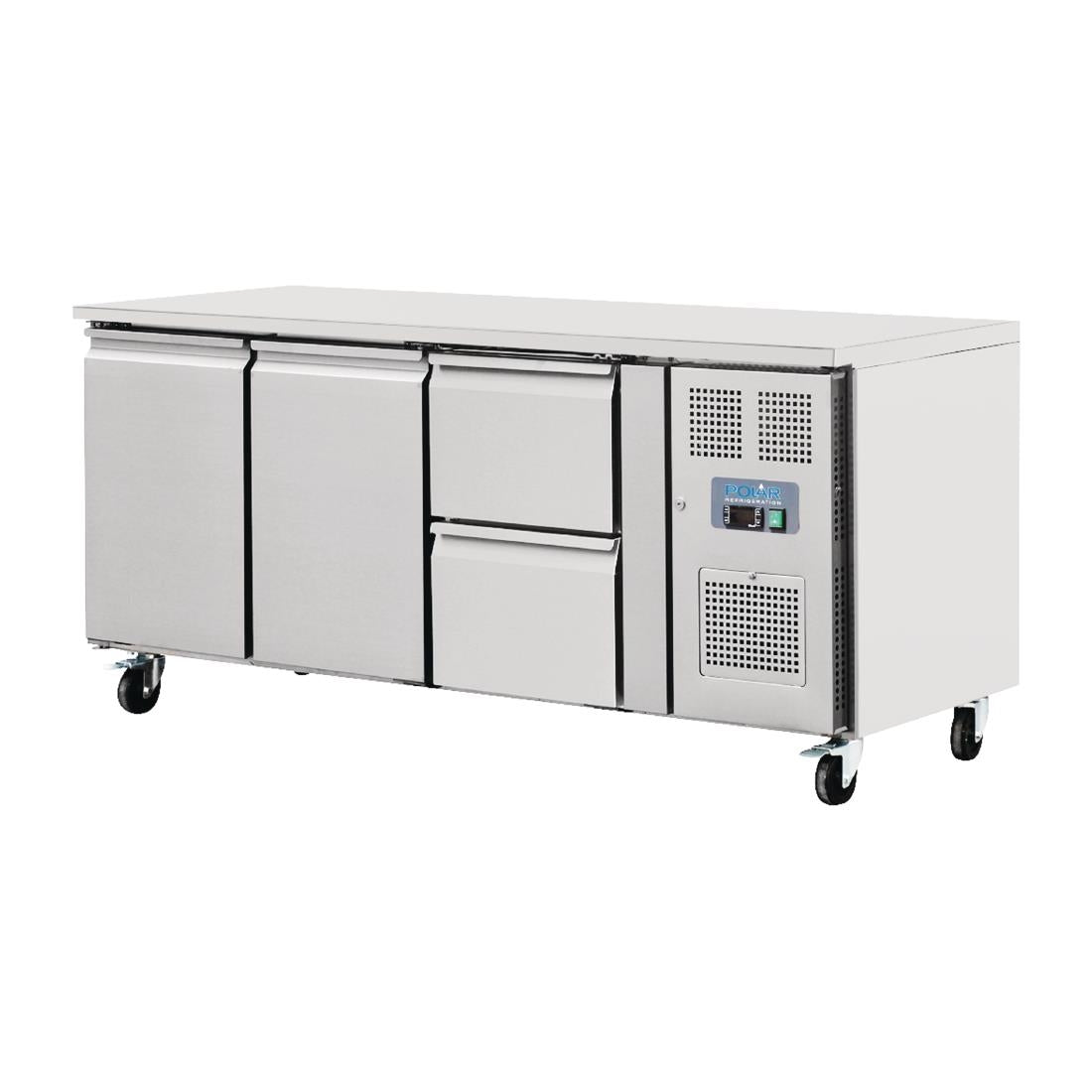 GD874 Polar U-serie koelwerkbank 2 deuren en 2 laden 417L