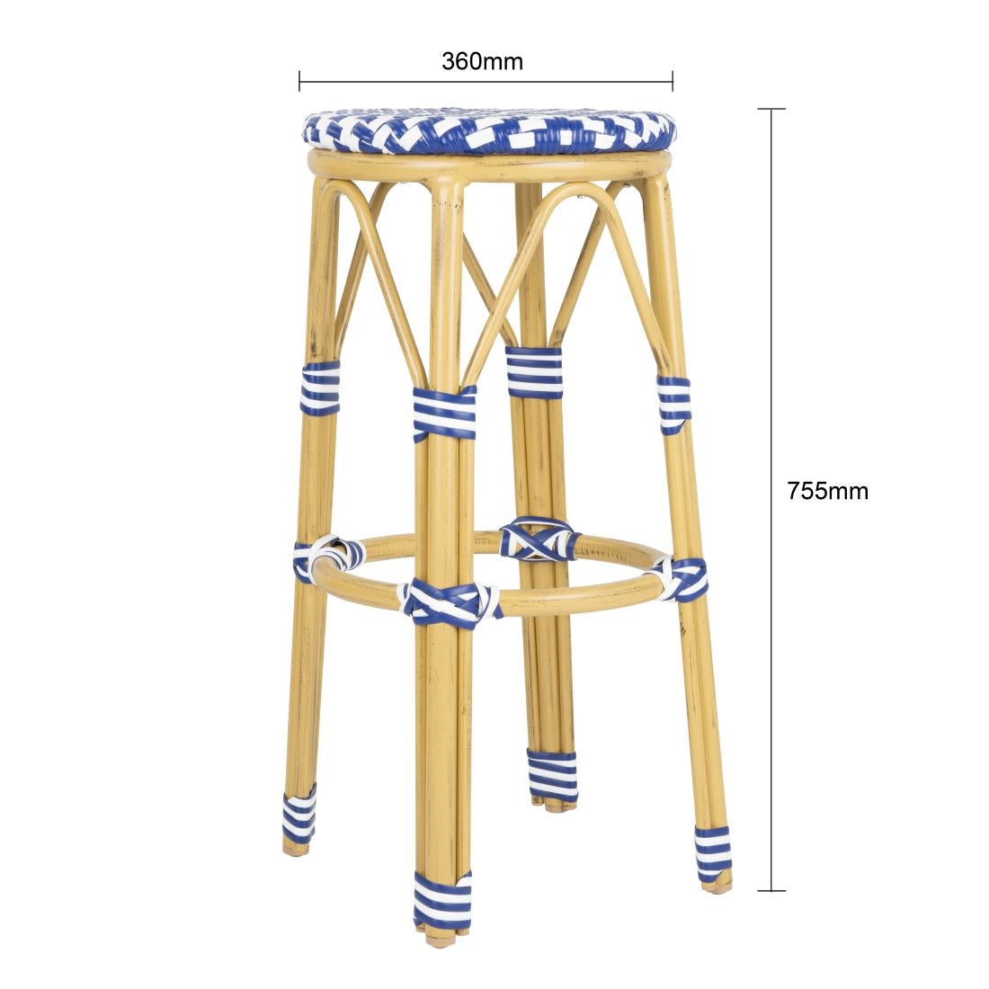 HZ145 Bolero Parijse Stijl PE Rattan Barkrukken Blauw (2 stuks)