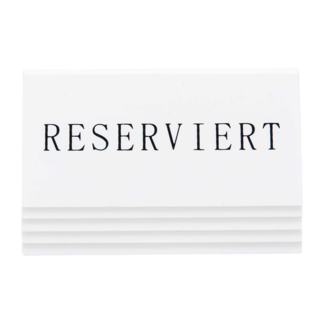 CU913 Securit Reserveringstafelstandaards met Duits: 'Reserviert' Witte acryl standaarden met zwart lettertype (box 5)