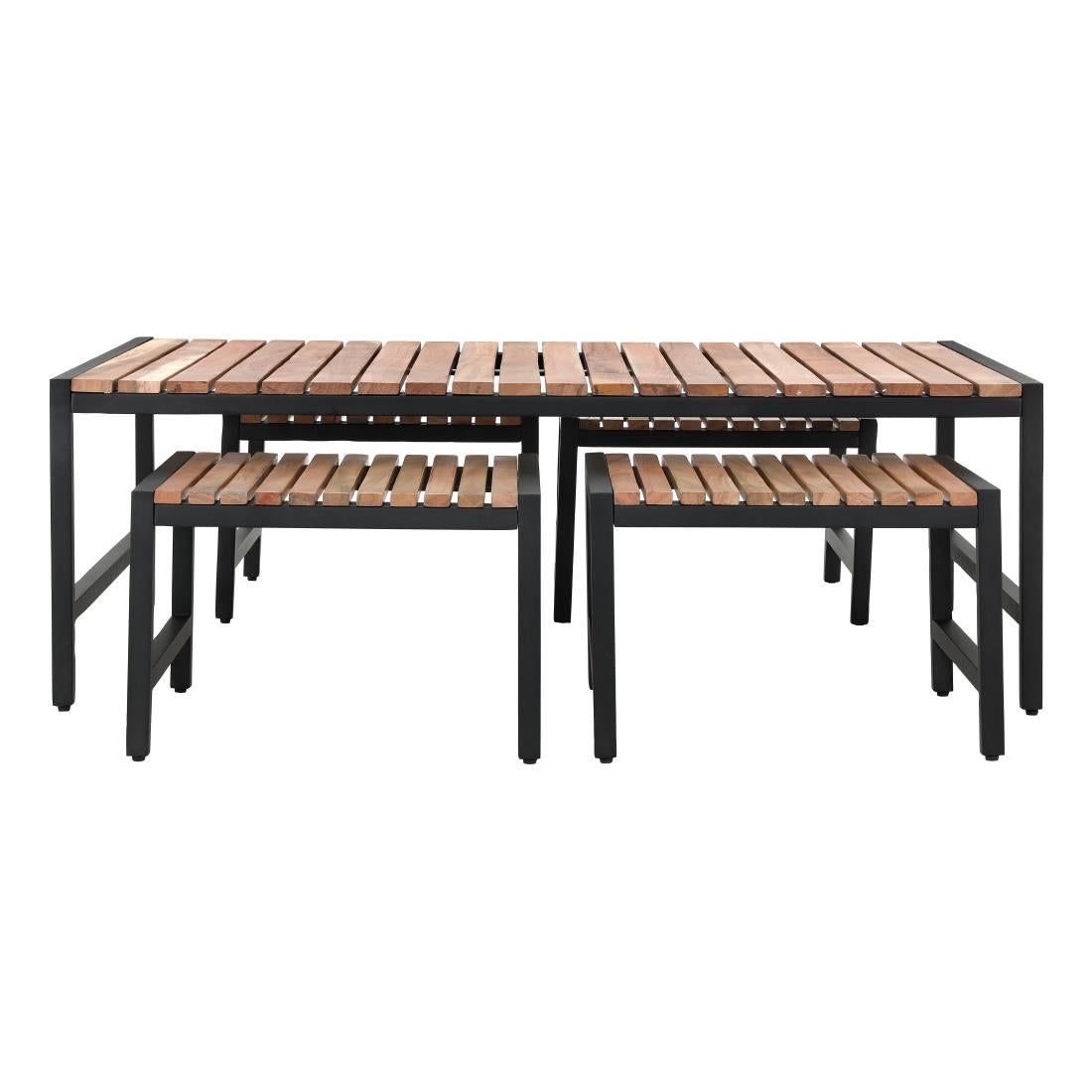DK904 Bolero Lage Barkrukken Van Staal En Acacia (4 Stuks)