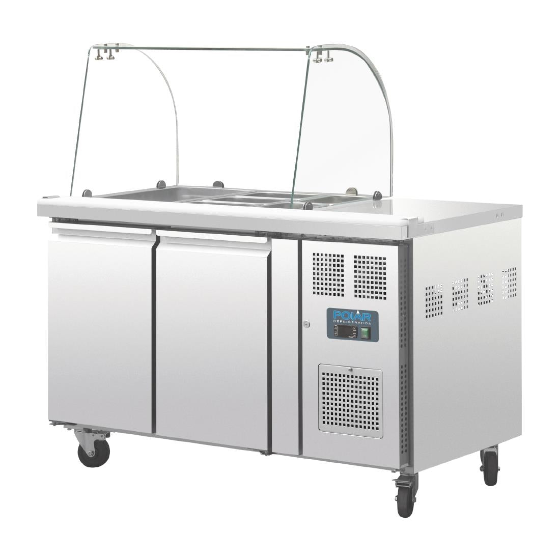 CT393 Polar U-serie GN gekoelde saladette met glazen opzetvitrine 2-deurs