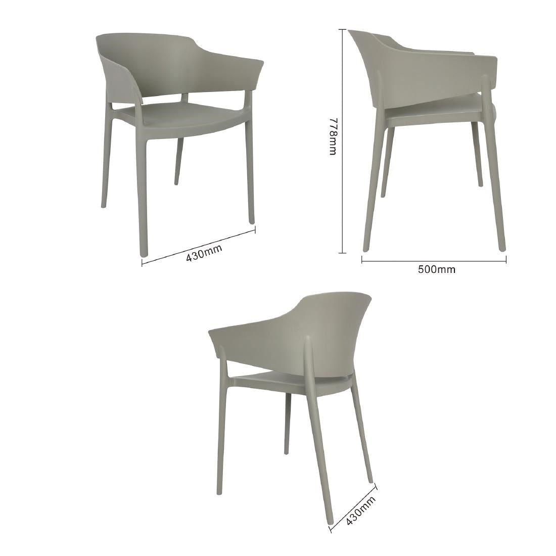 DX970 Bolero Lorenzo Caféstoelen Middengrijs (2 stuks)