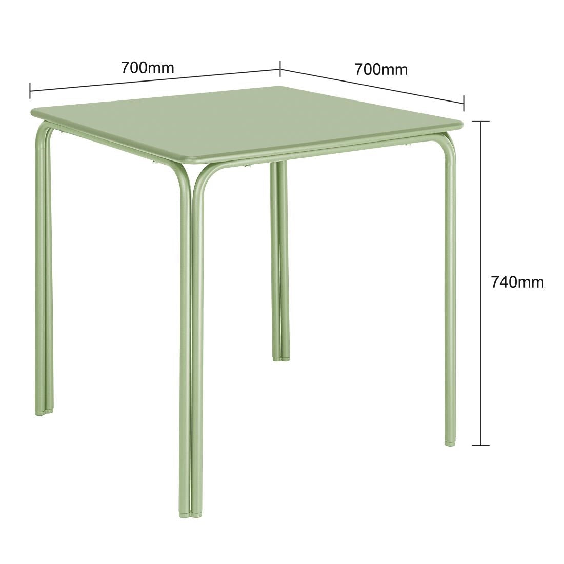 HZ357 Bolero Adeline Stalen Vierkante Tafel 700mm Lichtgroen
