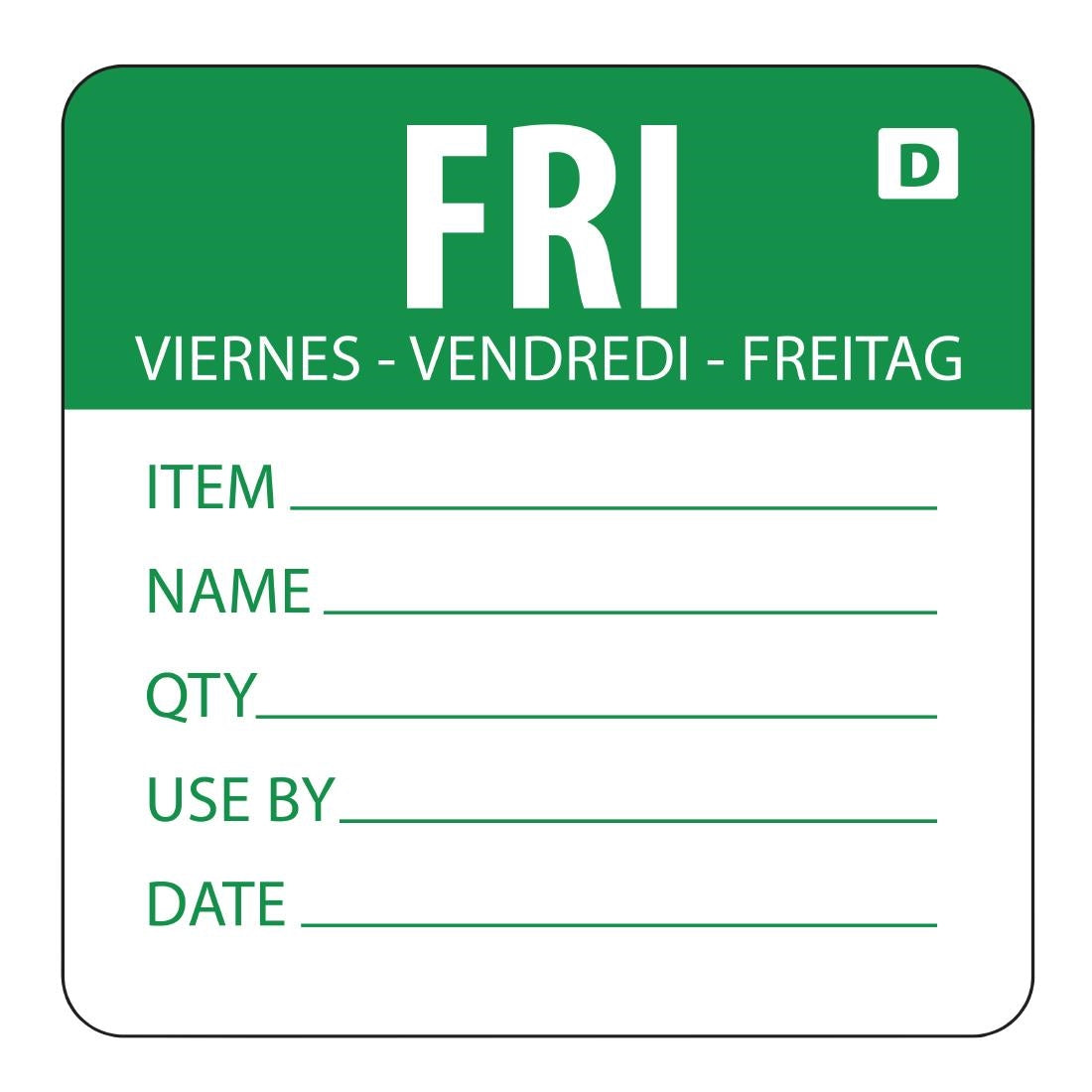 GH355 Hygiplas oplosbare kleurcode voedseletiketten vrijdag (250 stuks)