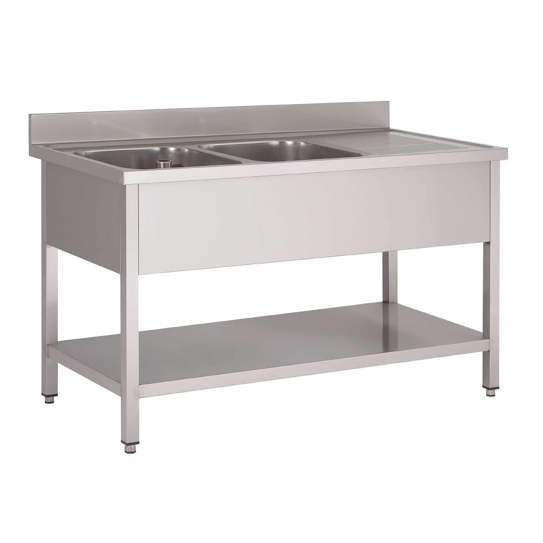 GN203 Gastro M RVS spoeltafel 2 spoelbakken links 160x70x85cm