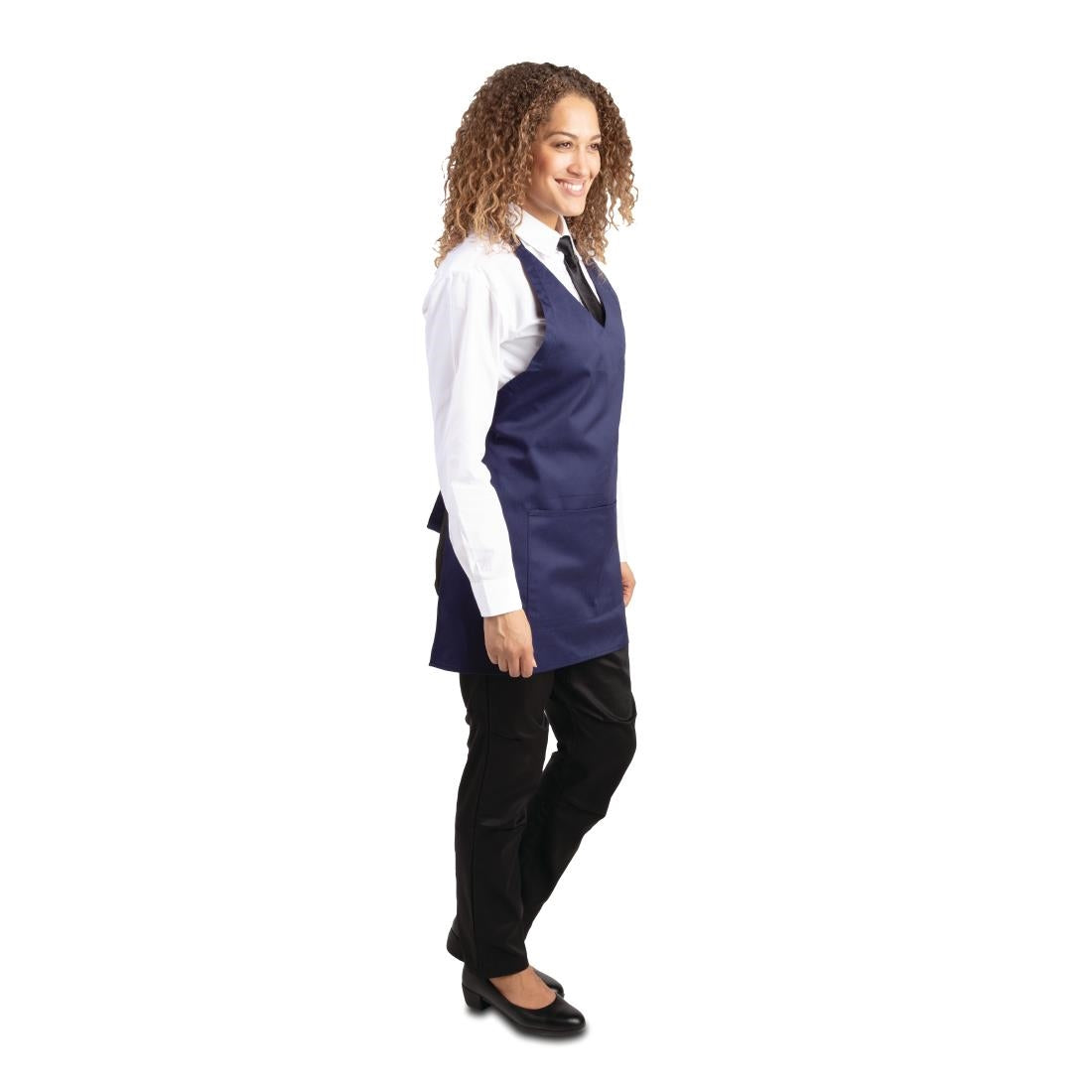 BB137 Whites halterschort met V-hals donkerblauw