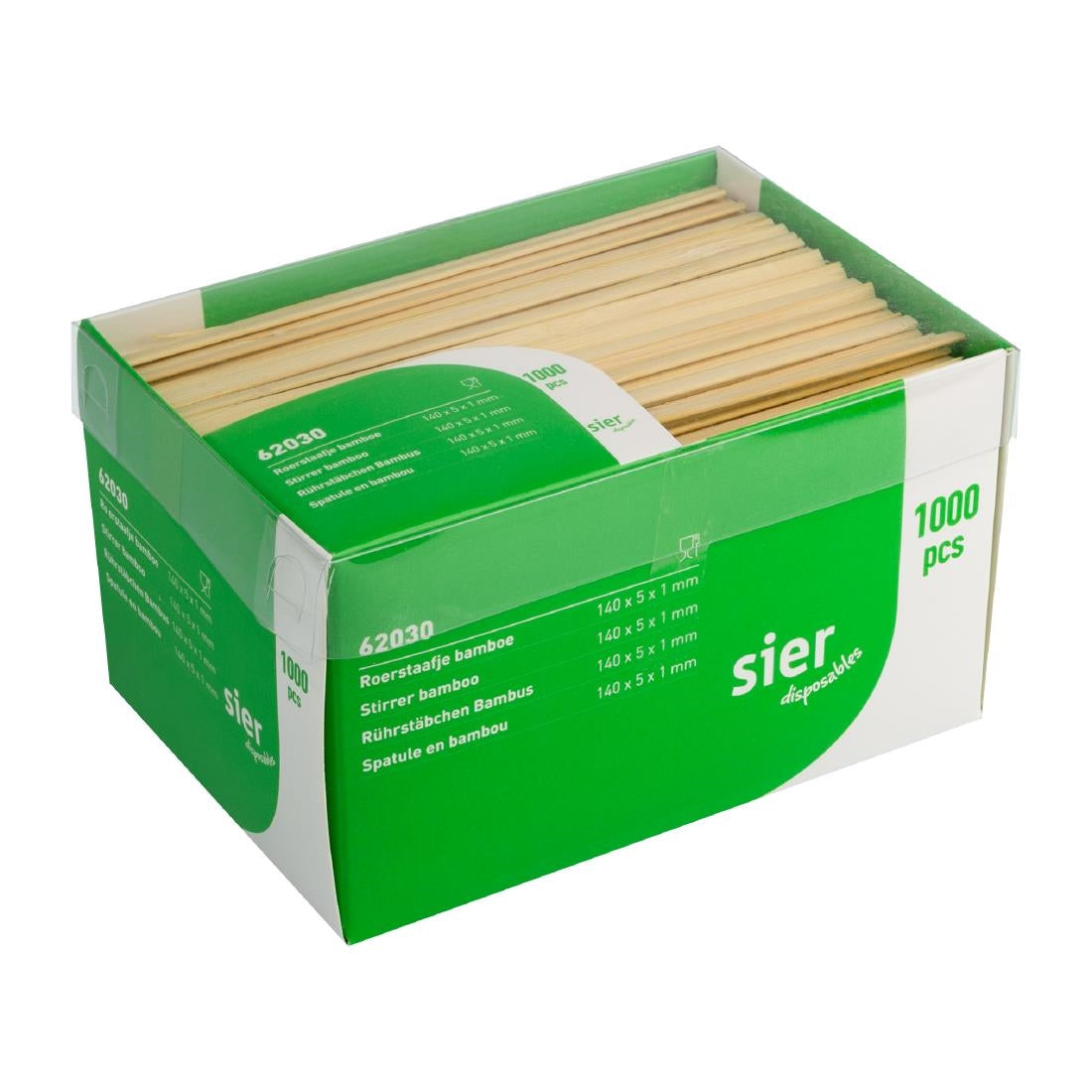 HZ716 Sier Disposables roerstaafje bamboe 140 x 5 x 1mm (1000 stuks)