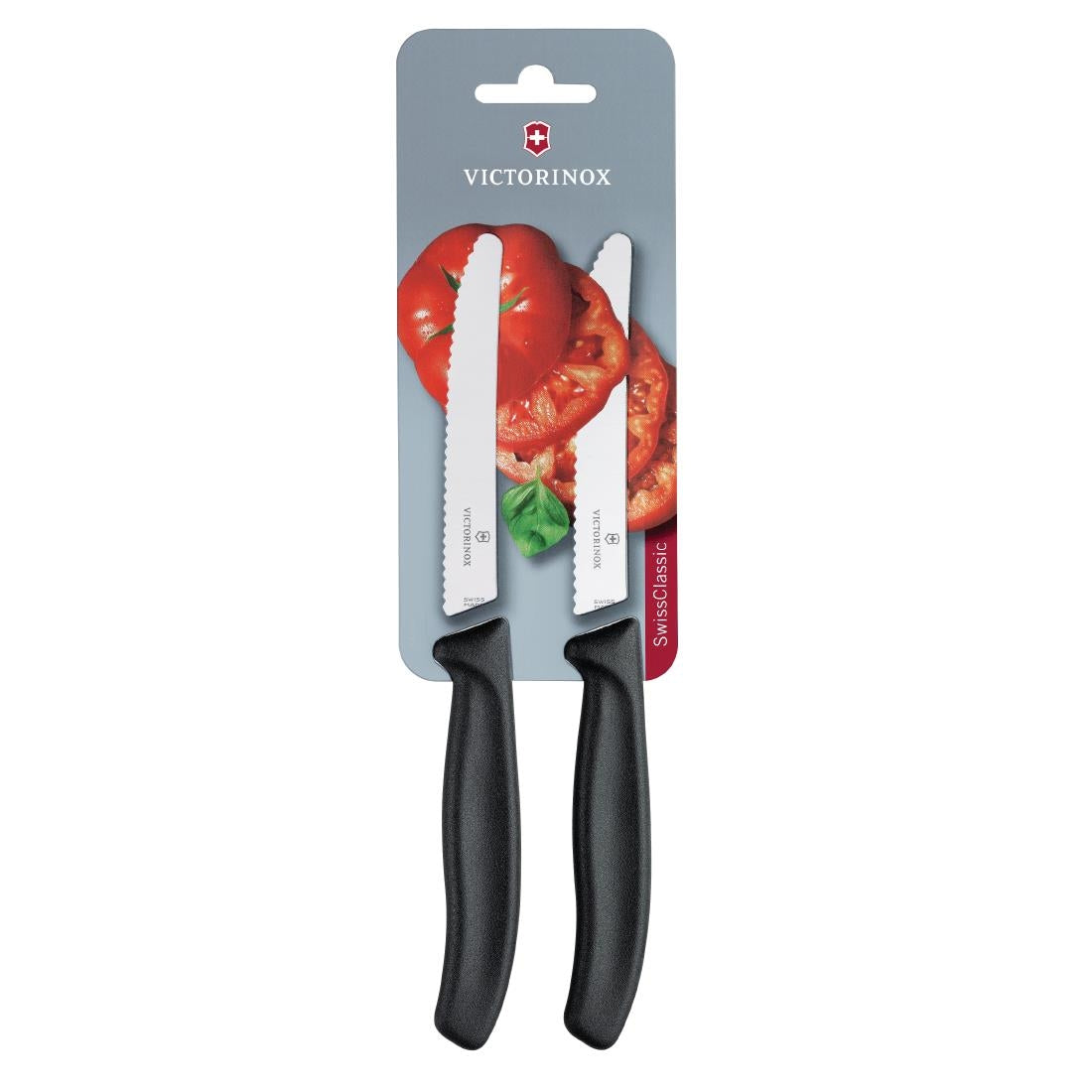 CU553 Victorinox Gekarteld Tomaat/Utility Mes 11cm Zwart (2 stuks)