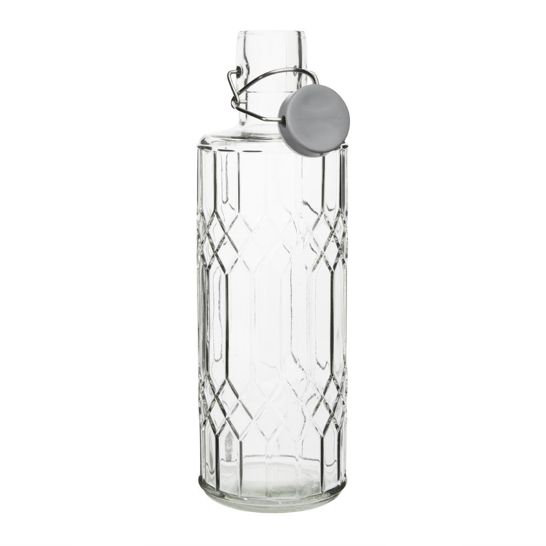 DN816 Olympia geo glazen waterfles met stop 1 liter (6 stuks)