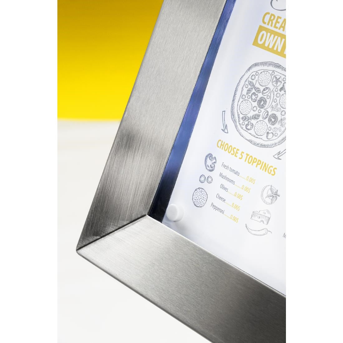 DP704 Securit RVS Gekleurd LED 4XA4 display met paal en voet