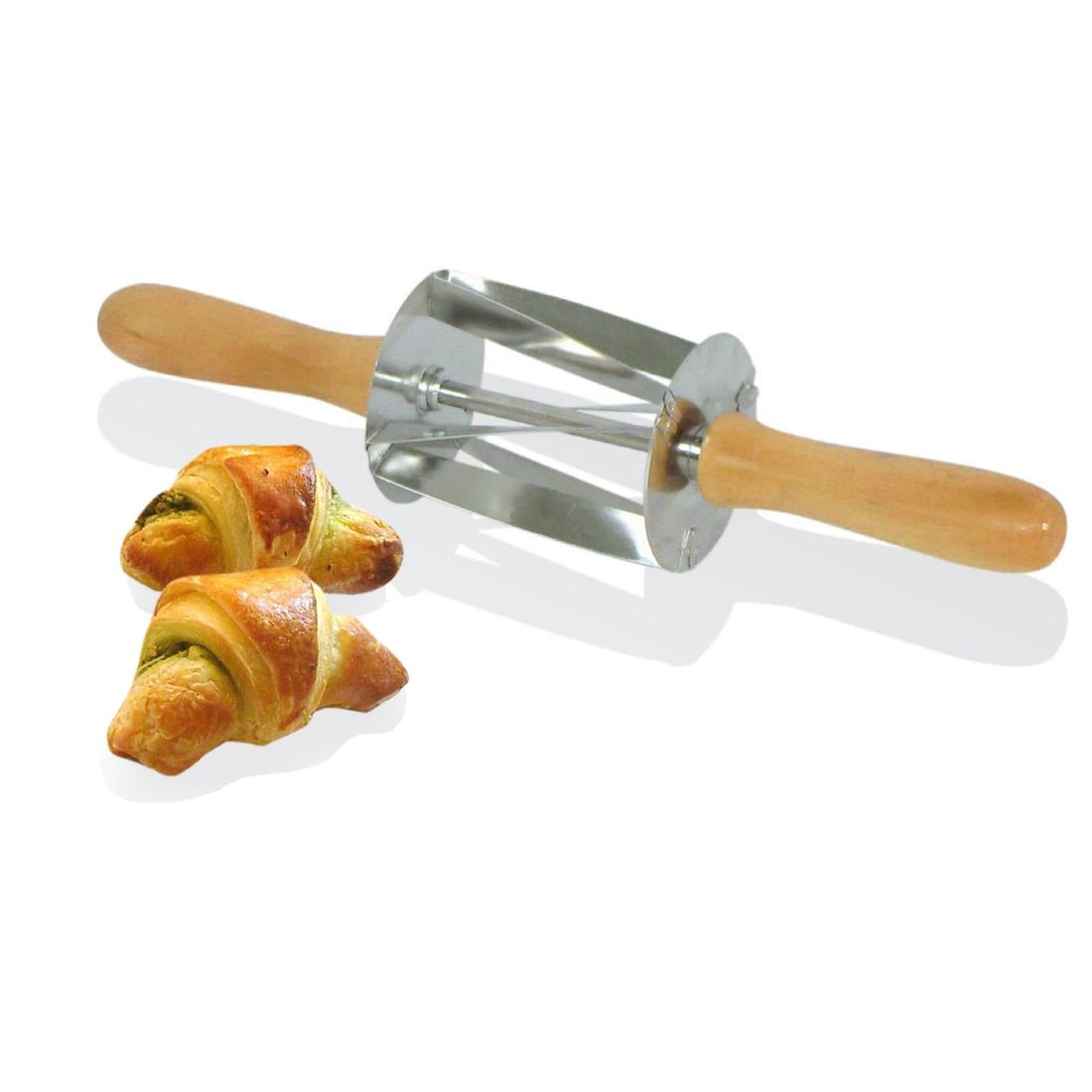 HS516 Gobel RVS Mini Croissantensnijder Met Houten Handvat 345x75x75mm