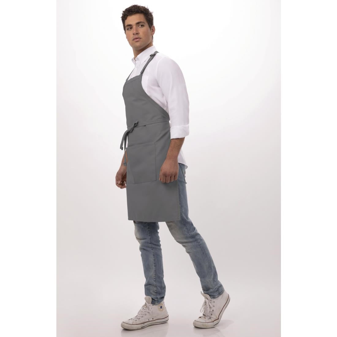 B192 Chef Works halterschort grijs
