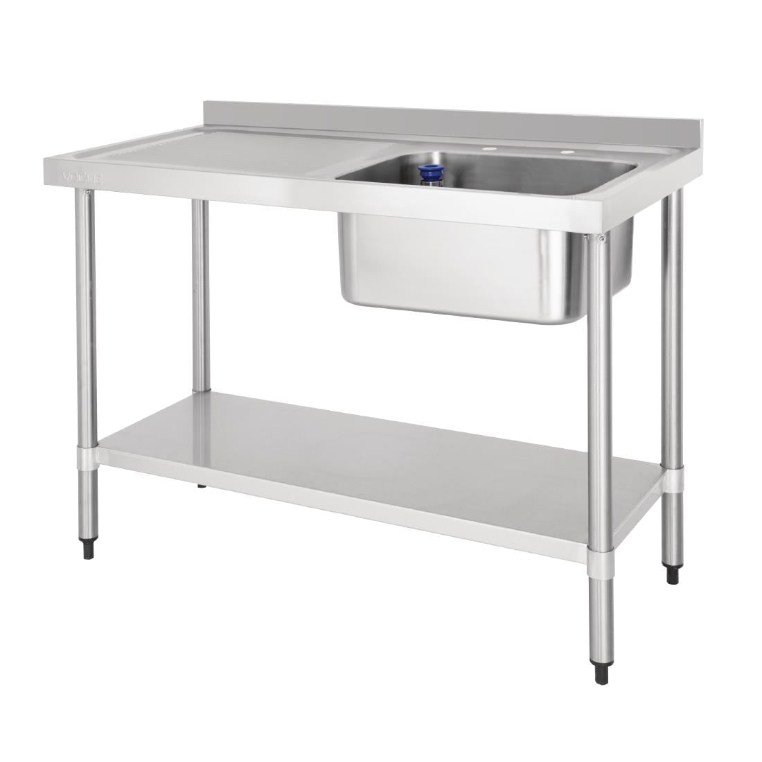 DY822 Vogue RVS Spoeltafel enkele spoelbak aan rechterzijde 120x60cm