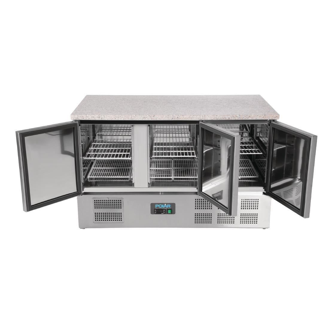 CL109 Polar G-serie 3-deurs koelwerkbank met marmeren werkblad 368Ltr
