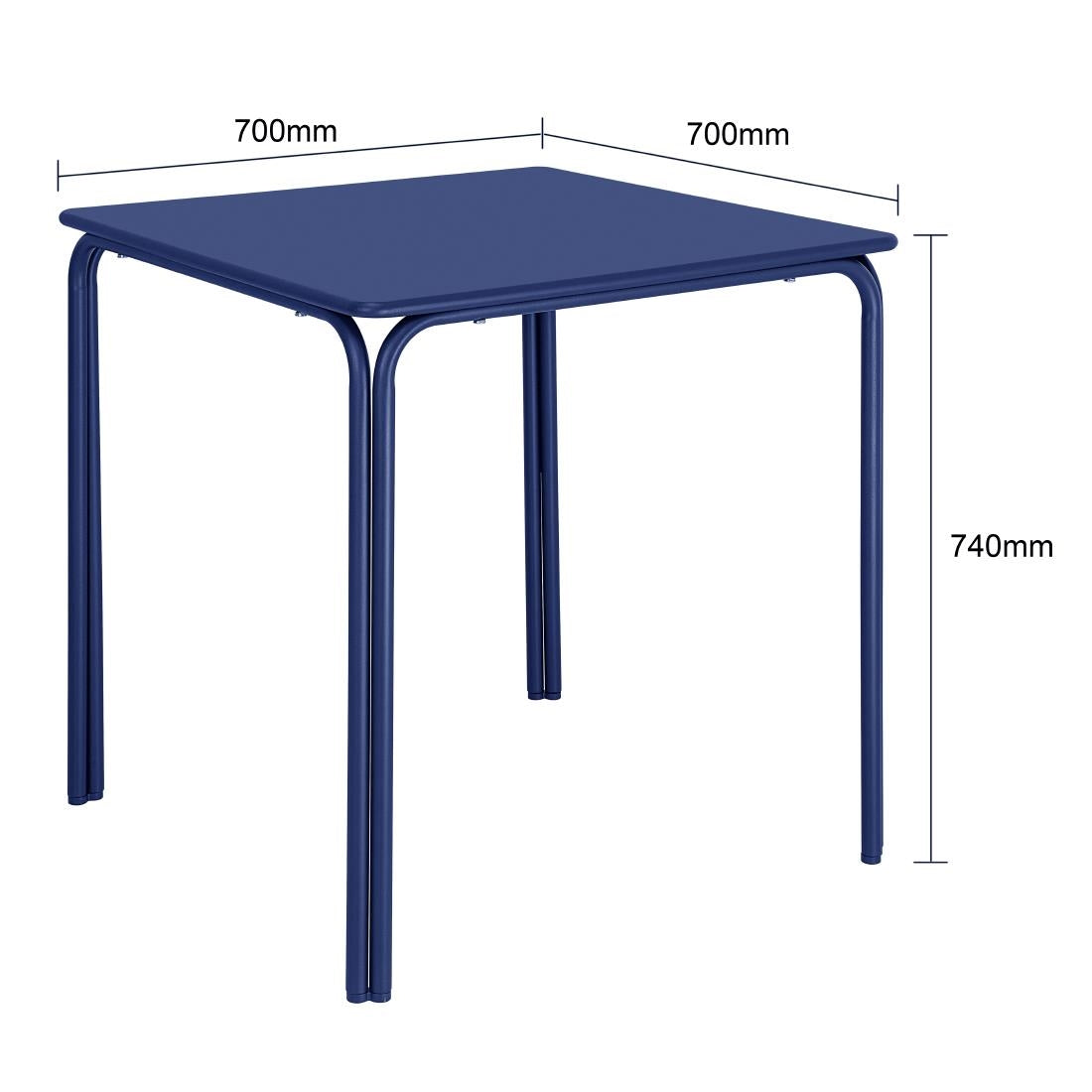 HZ356 Bolero Adeline Stalen Vierkante Tafel 700mm Donker Blauw