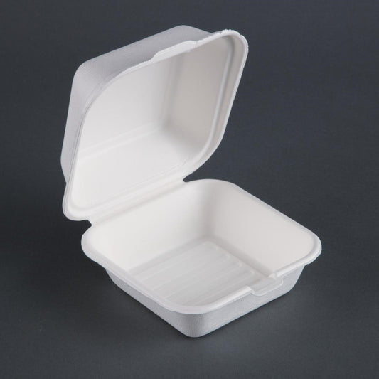 DW247 Fiesta Compostable bagasse hamburgerbakjes 153mm (500 stuks)