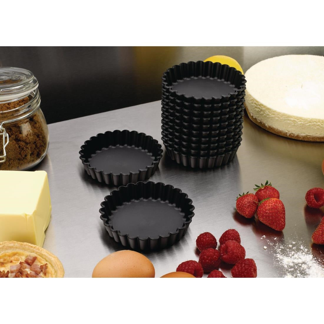 DN955 Matfer Bourgeat Exoglass geribbelde vormpjes 10cm (12 stuks)