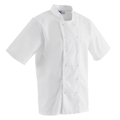 B250-L Whites Boston unisex koksbuis korte mouw wit L