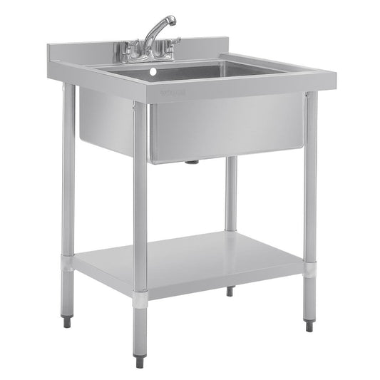 GJ537 Vogue RVS spoeltafel enkele spoelbak met onderblad 75x60cm