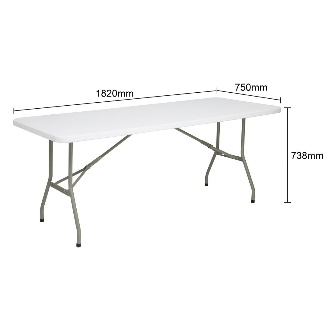 UU579 Bolero Opvouwbare Rechthoekige Tafel 6ft Wit