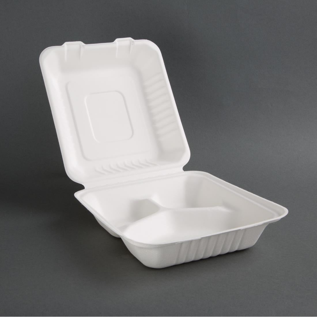 FC526 Fiesta Compostable composteerbare bagasse voedseldozen 3 compartimenten (200 stuks)