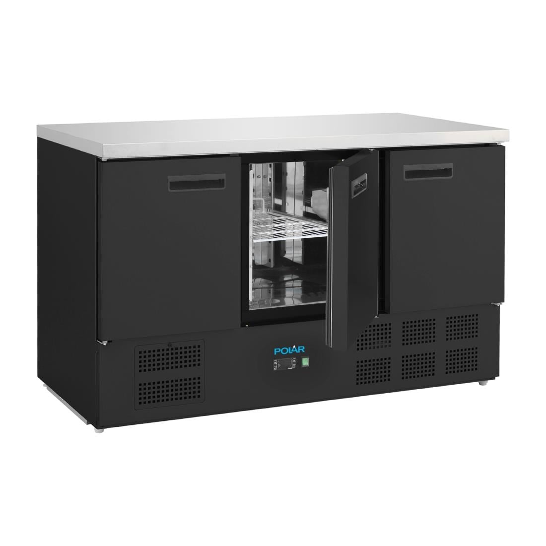 PG023 Polar G-Series 3-deurs koelwerkbank zwart 400Ltr