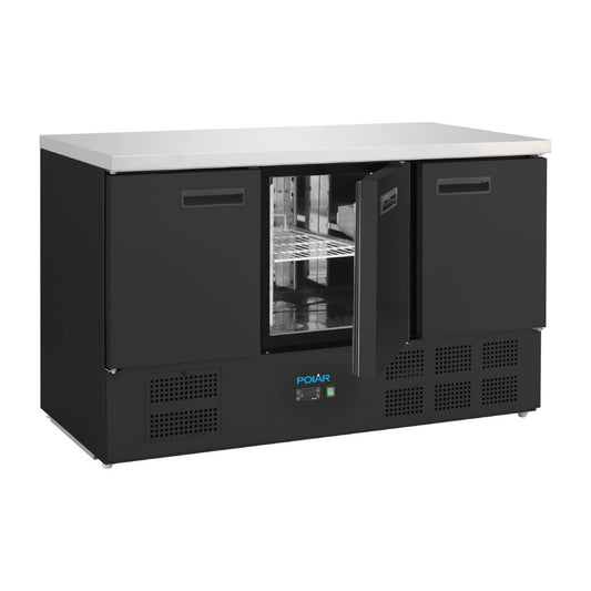PG023 Polar G-Series 3-deurs koelwerkbank zwart 400Ltr