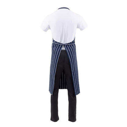 B249 Chef Works Premium geweven schort blauw-wit gestreept
