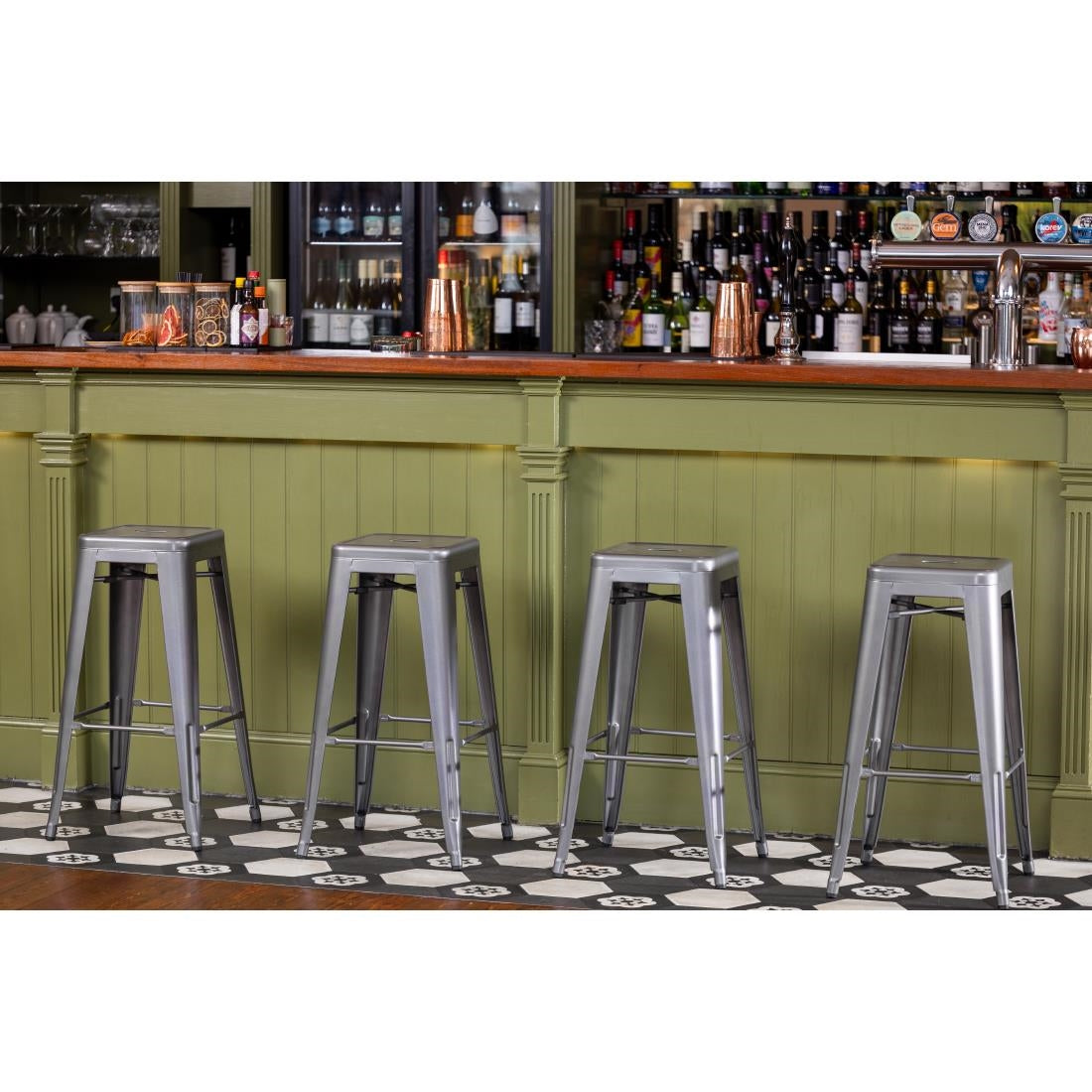 DM934 Bolero Bistro stalen barkruk grijs (4 stuks)
