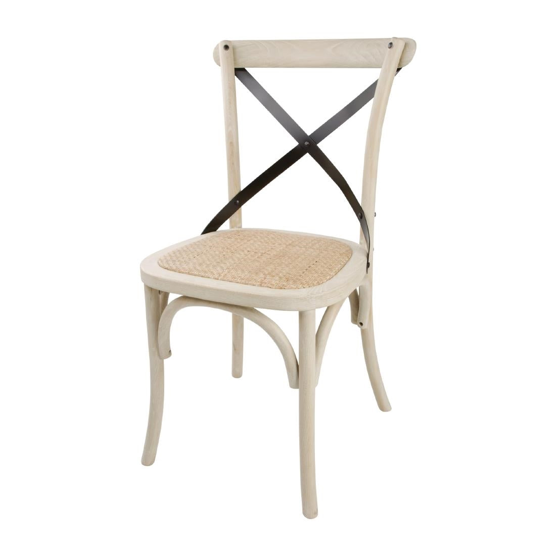 DR306 Bolero houten stoel met gekruiste rugleuning ecru (2 stuks)