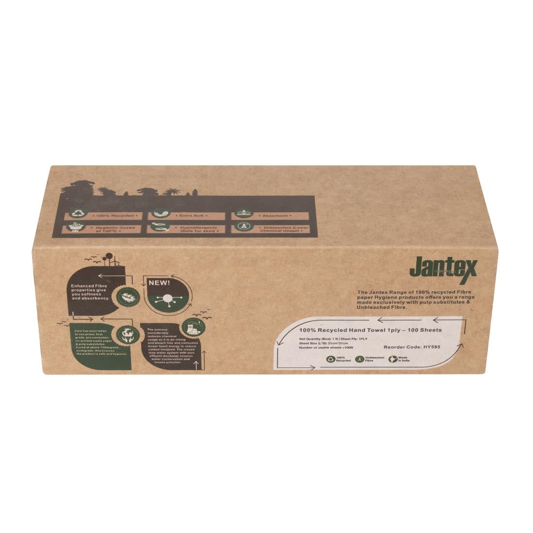 HY595 Jantex Green 100% Gerecycled Handdoek 1Ltraag 100 Vel 36 stuks