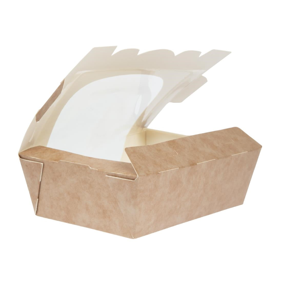 FA392 Colpac Zest kraft saladebakken met acetaat venster en insteeksluiting composteerbaar 825ml (250 stuks)