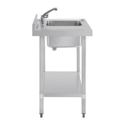 DY821 Vogue RVS spoeltafel enkele spoelbak aan rechterzijde 100x60cm