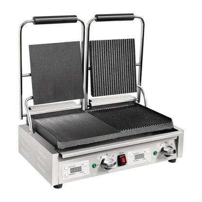 FC386 Buffalo dubbele halve geribbelde contactgrill