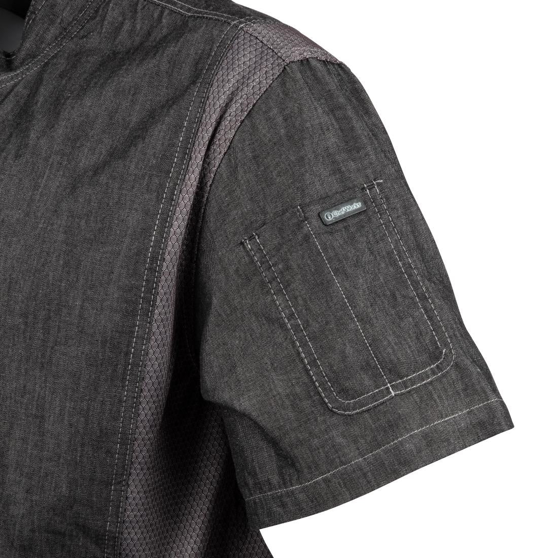 BB270-S Chef Works Urban Delancey denim koksbuis korte mouw grijs S