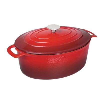 GH314 Vogue ovale inductie braadpan rood 6Ltr