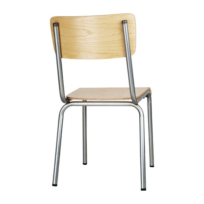 FB946 Bolero Cantina gegalvaniseerd stalen stoelen met houten zitting en rugleuning (4 stuks)