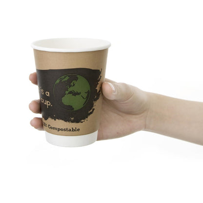 DY987 500 Fiesta Compostable composteerbare dubbelwandige koffiebekers 35,5cl (500 stuks)