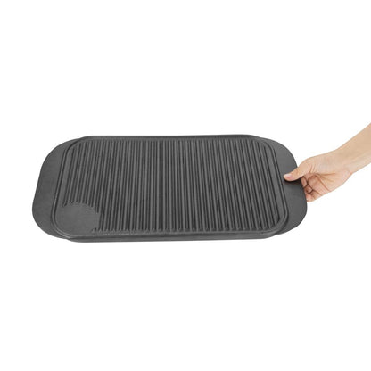 M650 Vogue dubbelzijdige gietijzeren grillplaat glad/ribbel
