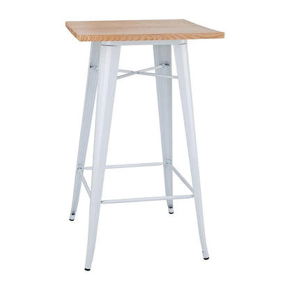 FB597 Bolero bistro bartafel met houten blad wit (enkel)