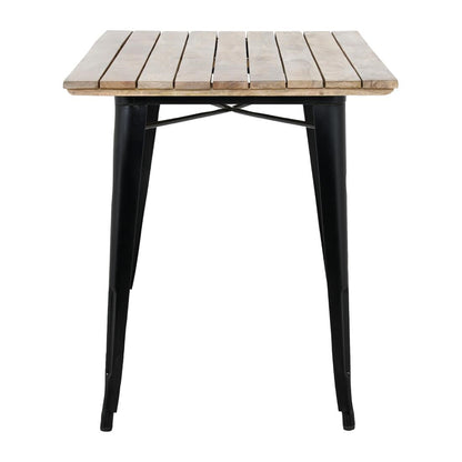 HZ810 Bolero Bistro Eettafel Met Mangohouten Lattenblad En Zwarte Poot 1200mm