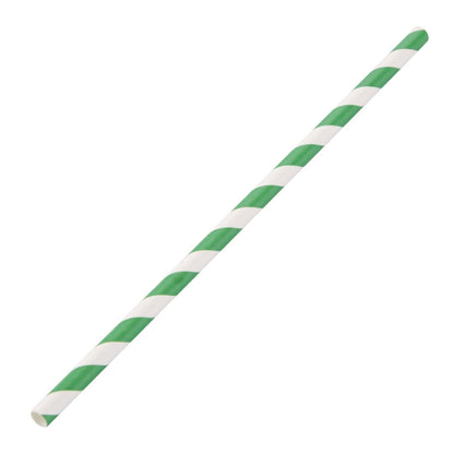 DE928 Fiesta Compostable composteerbare papieren rietjes groen-wit gestreept (250 stuks)