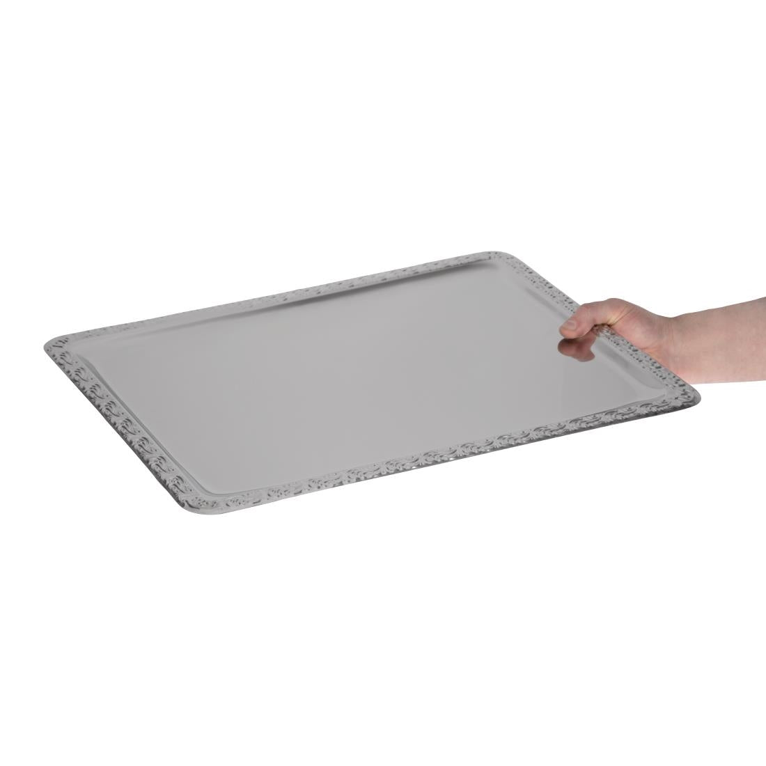 P006 APS RVS serveerschaal met versierde rand 50x36cm