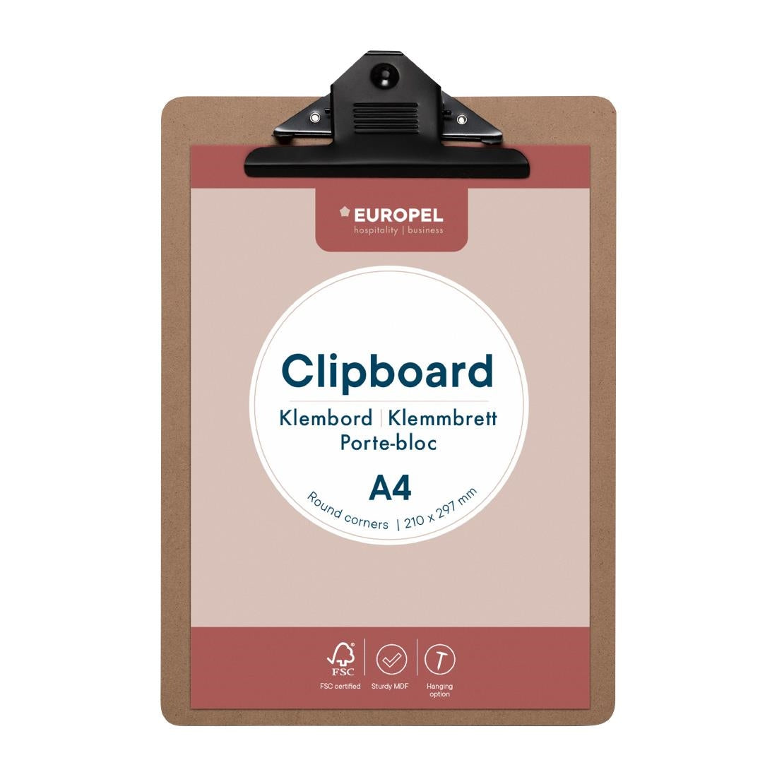 HU468 Europel Klembord A4 Portret Hout 210 x 297 Mm