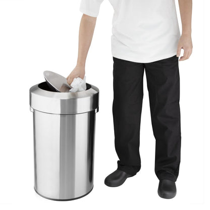 HT461 Bolero Geborsteld Stalen Prullenbak Met Swingdeksel 70Ltr